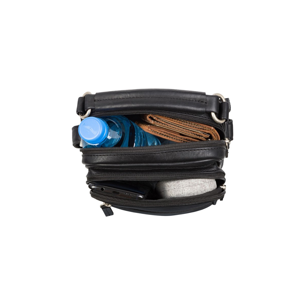 Kožená pánska čierna crossbody taška ARES