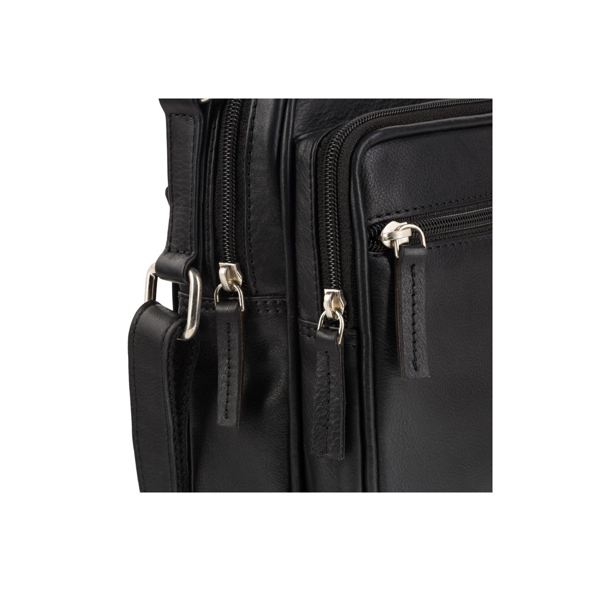 Kožená pánska čierna crossbody taška ARES