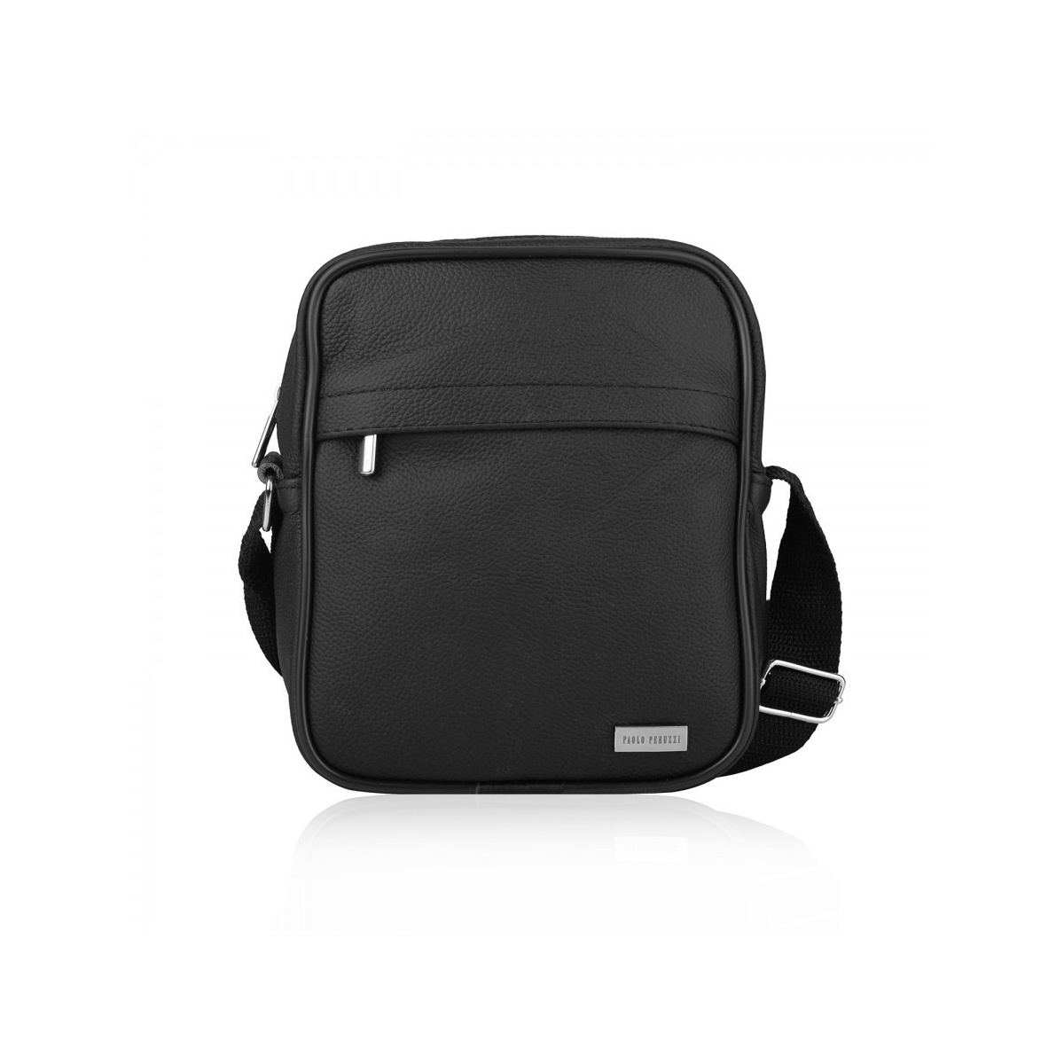 Kožená čierna unisex crossbody taška na zips. Cez plece, cez telo, na rameno.