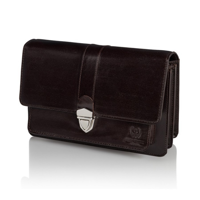 Hnedá pánska kožená príručná taška Peruzzi PRIME