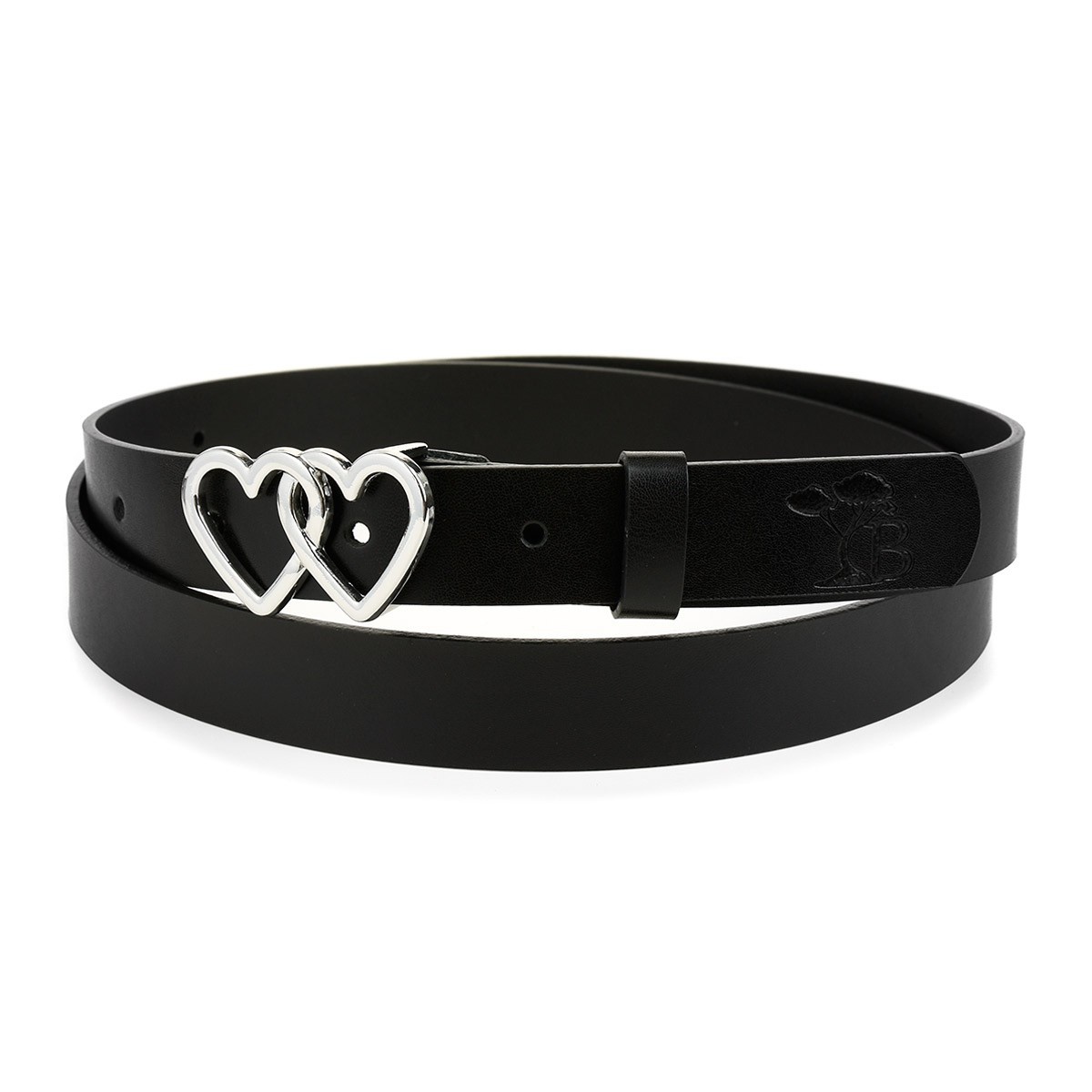 Dámsky kožený opasok so striebornou srdiečkovou prackou