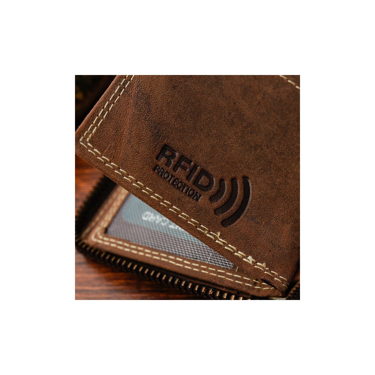 Pánska kožená hnedá peňaženka na zips DIRK