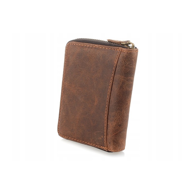 Pánska kožená hnedá peňaženka na zips DIRK