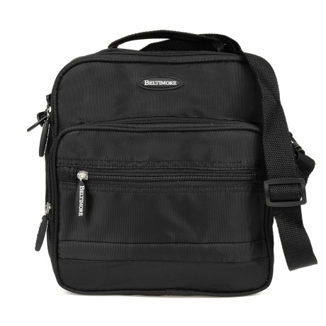 Pánska čierna crossbody taška na zips. Cez telo, na rameno, cez plece.