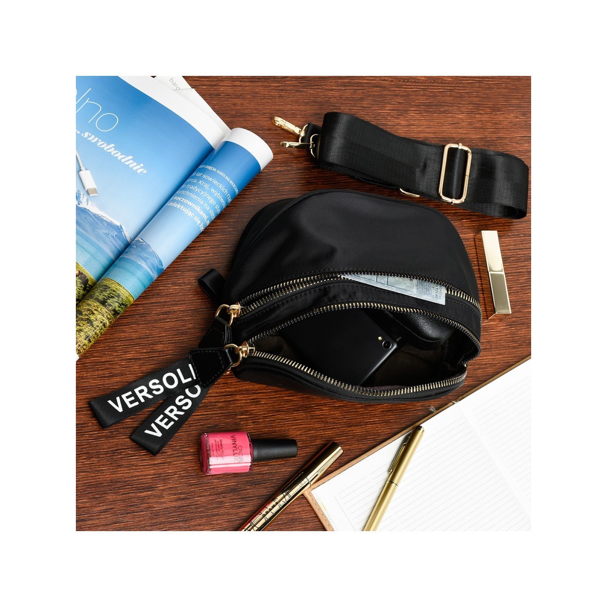 Dámska čierna crossbody kabelka ARETA