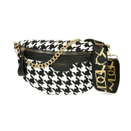 Čiernobiela dámska vzorovaná ľadvinka, crossbody kabelka, cez telo