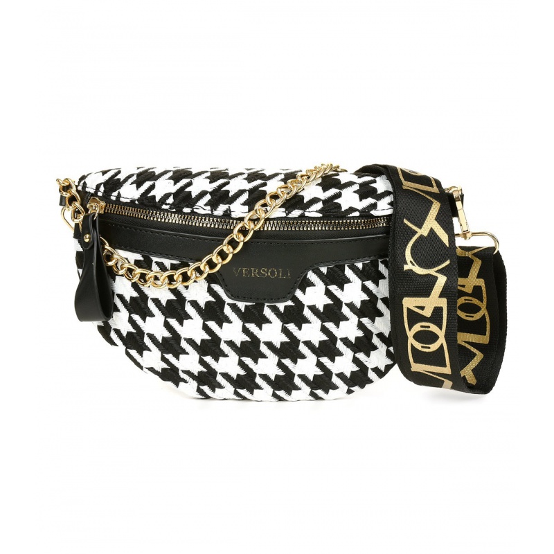 Čiernobiela dámska vzorovaná ľadvinka, crossbody kabelka, cez telo