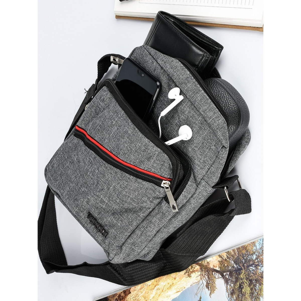 Šedá pánska crossbody taška ALVIN