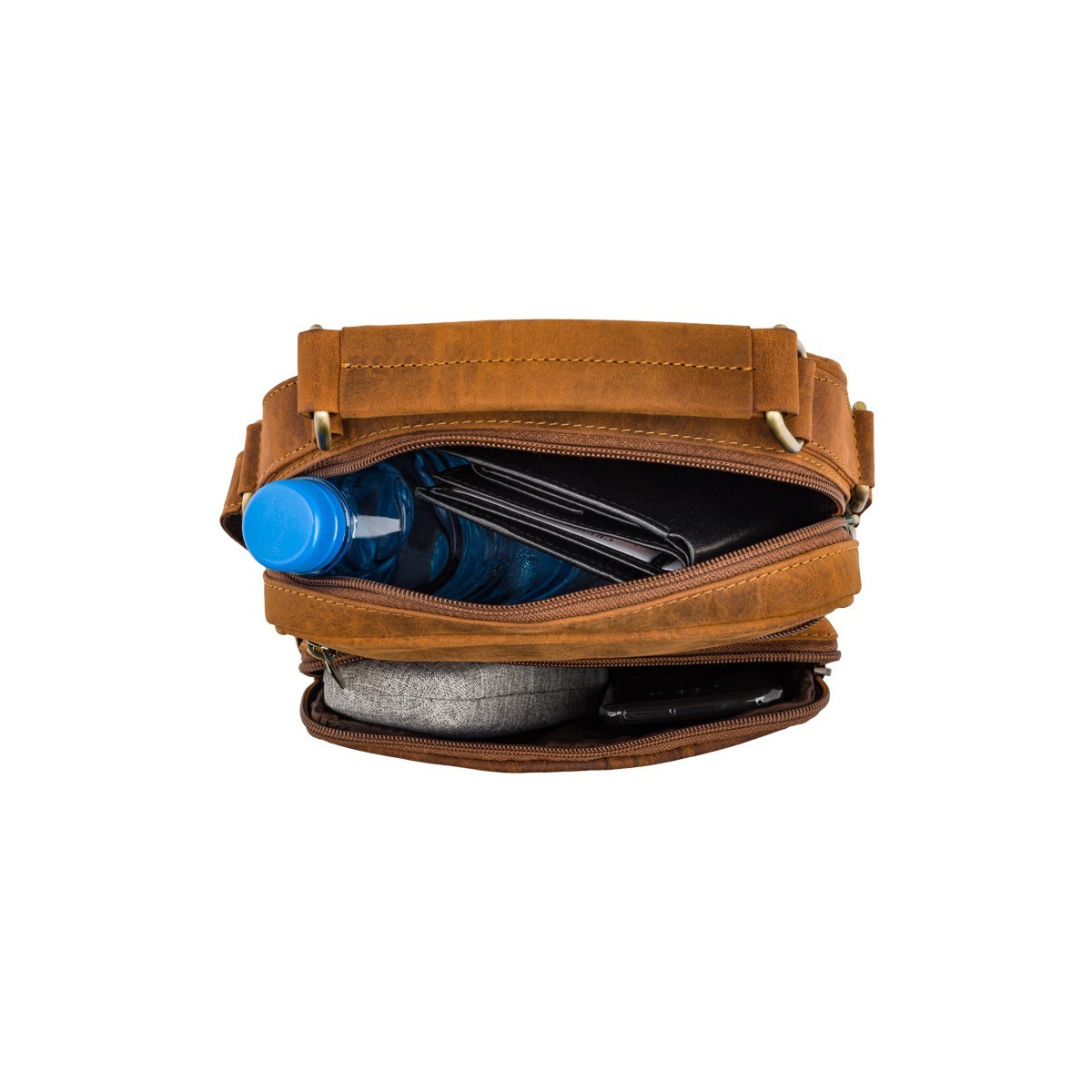 Pánska kožená hnedá crossbody taška ADYN