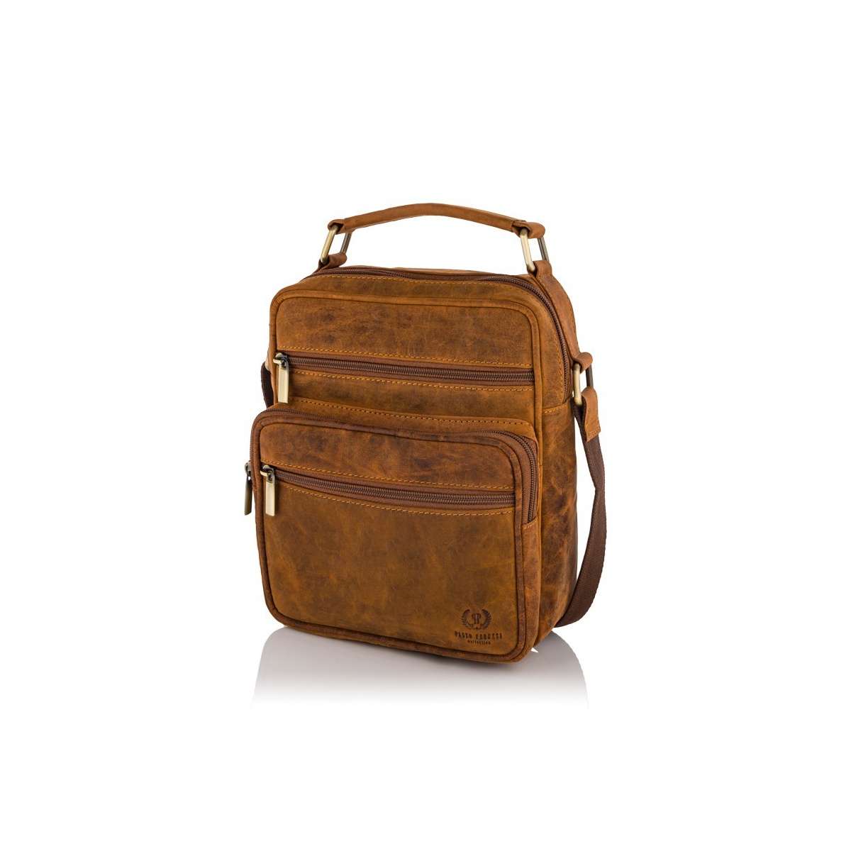 Pánska kožená hnedá crossbody taška ADYN