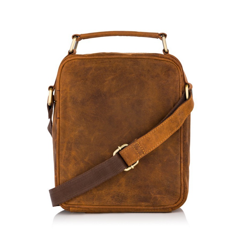 Pánska kožená hnedá crossbody taška ADYN