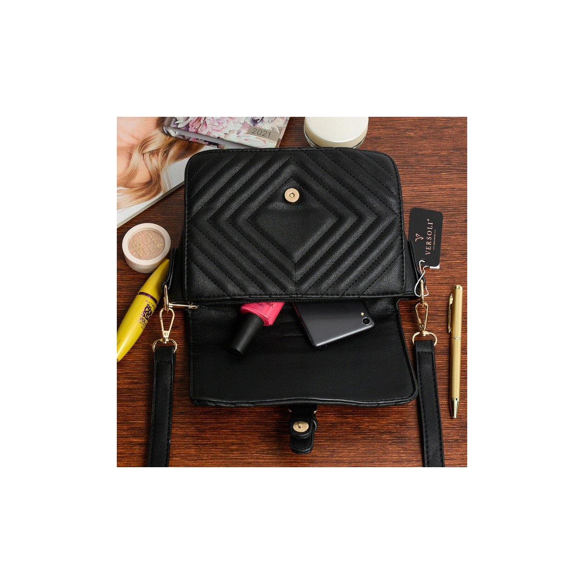 Čierna dámska crossbody kabelka ADELE