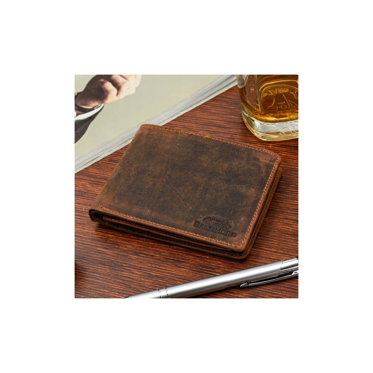 Kožená pánska hnedá vintage peňaženka