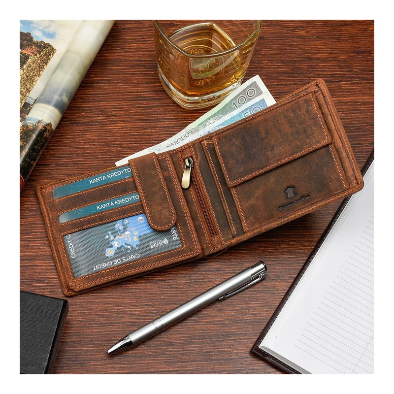 Kožená pánska hnedá peňaženka DAMON