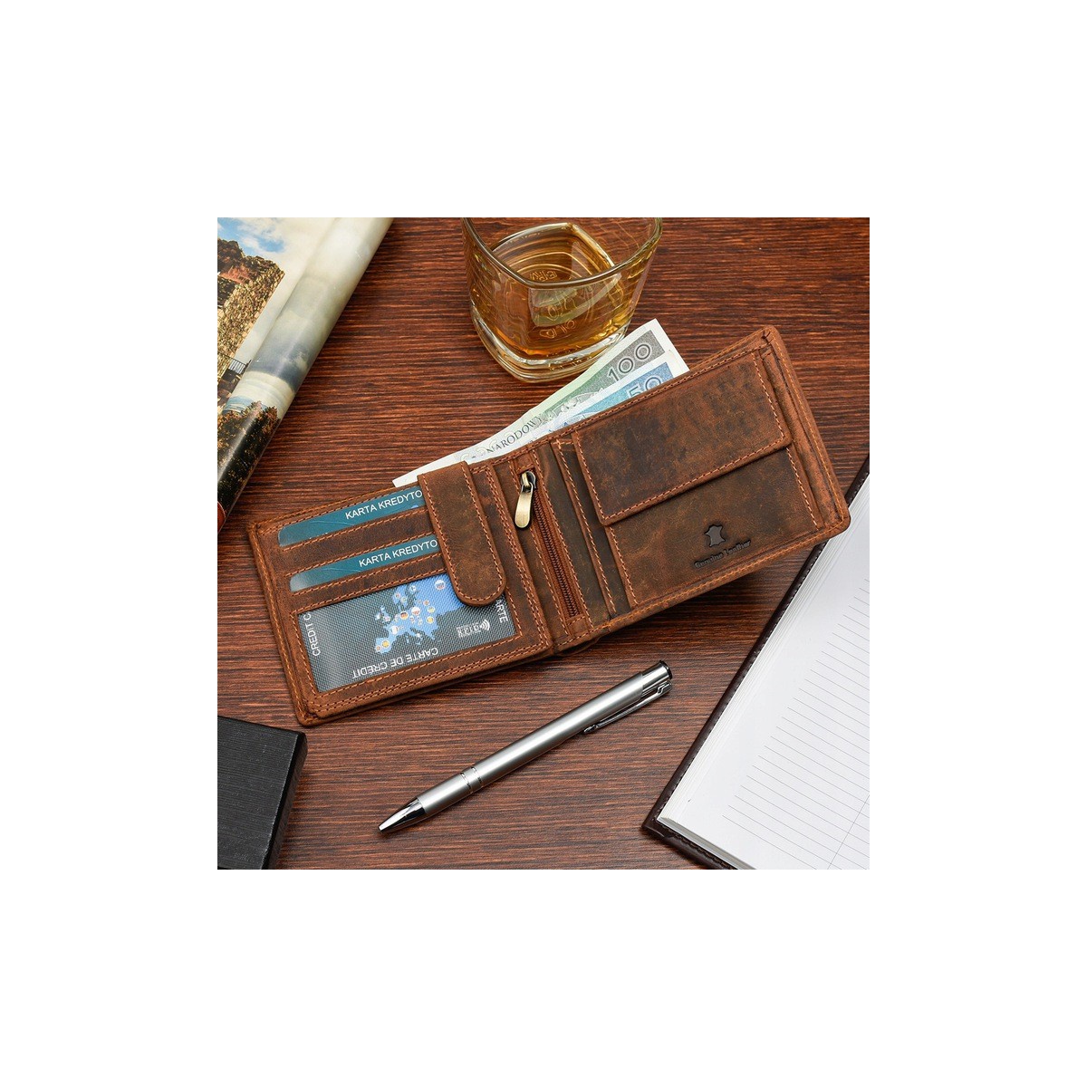 Kožená pánska hnedá peňaženka DAMON