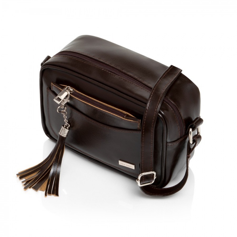 Dámska kožená tmavohnedá kabelka SABRINA