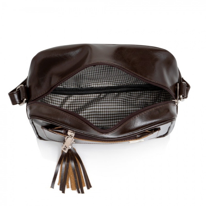 Dámska kožená tmavohnedá kabelka SABRINA