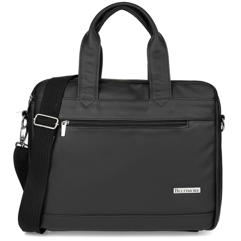 Pánska čierna kožená taška SCOTT