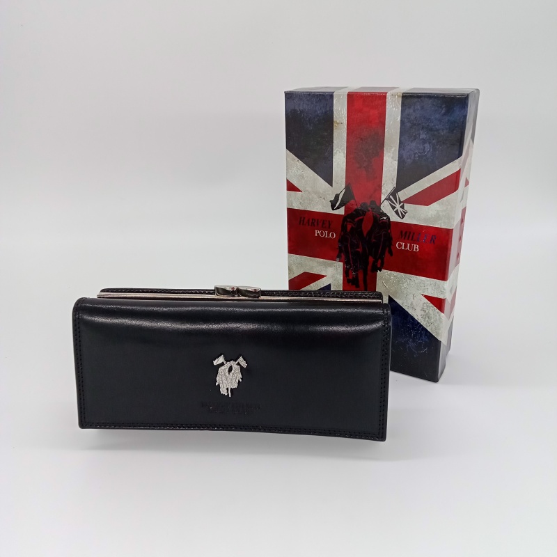 Dámska kožená čierna peňaženka HARVEY MILLER POLO CLUB