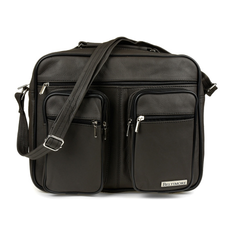 Pánska hnedá kožená taška na rameno PERCY