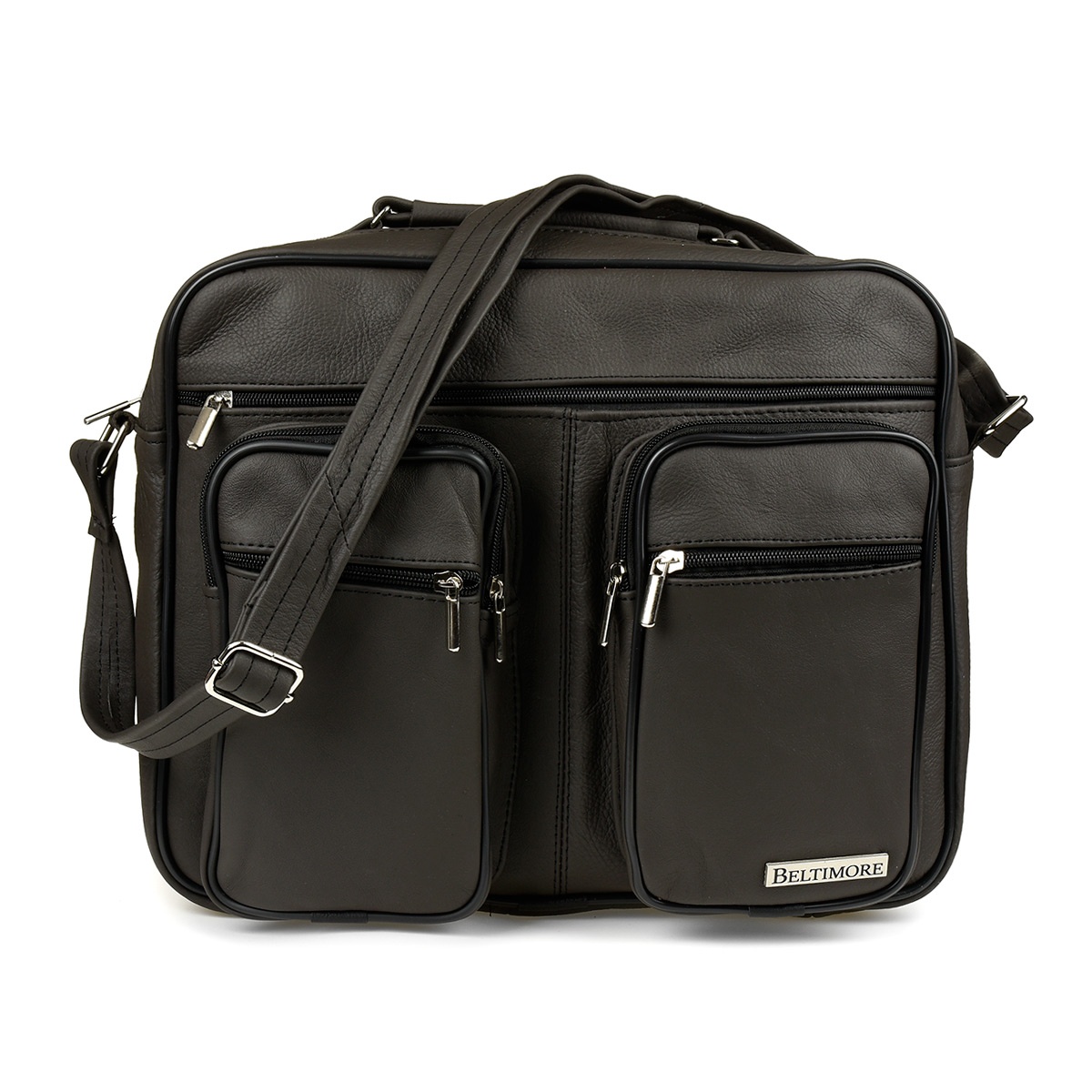 Pánska hnedá kožená taška na rameno PERCY