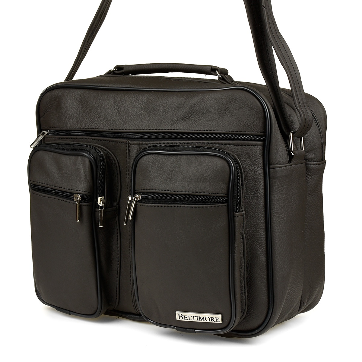 Pánska hnedá kožená taška na rameno PERCY