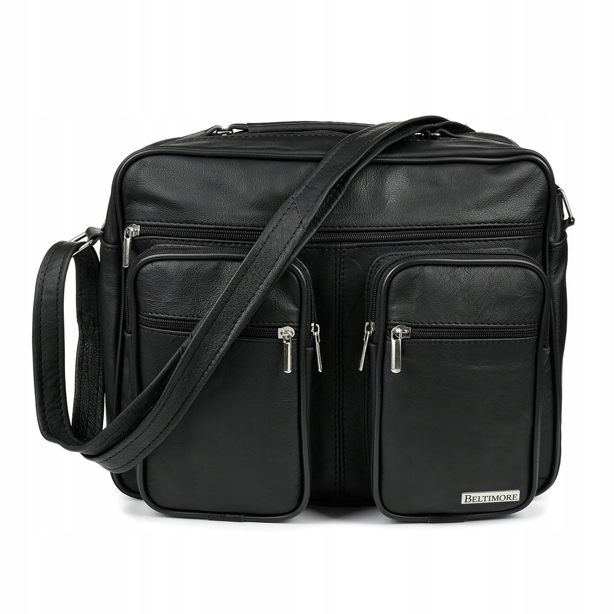 Pánska čierna kožená taška na rameno PERCY