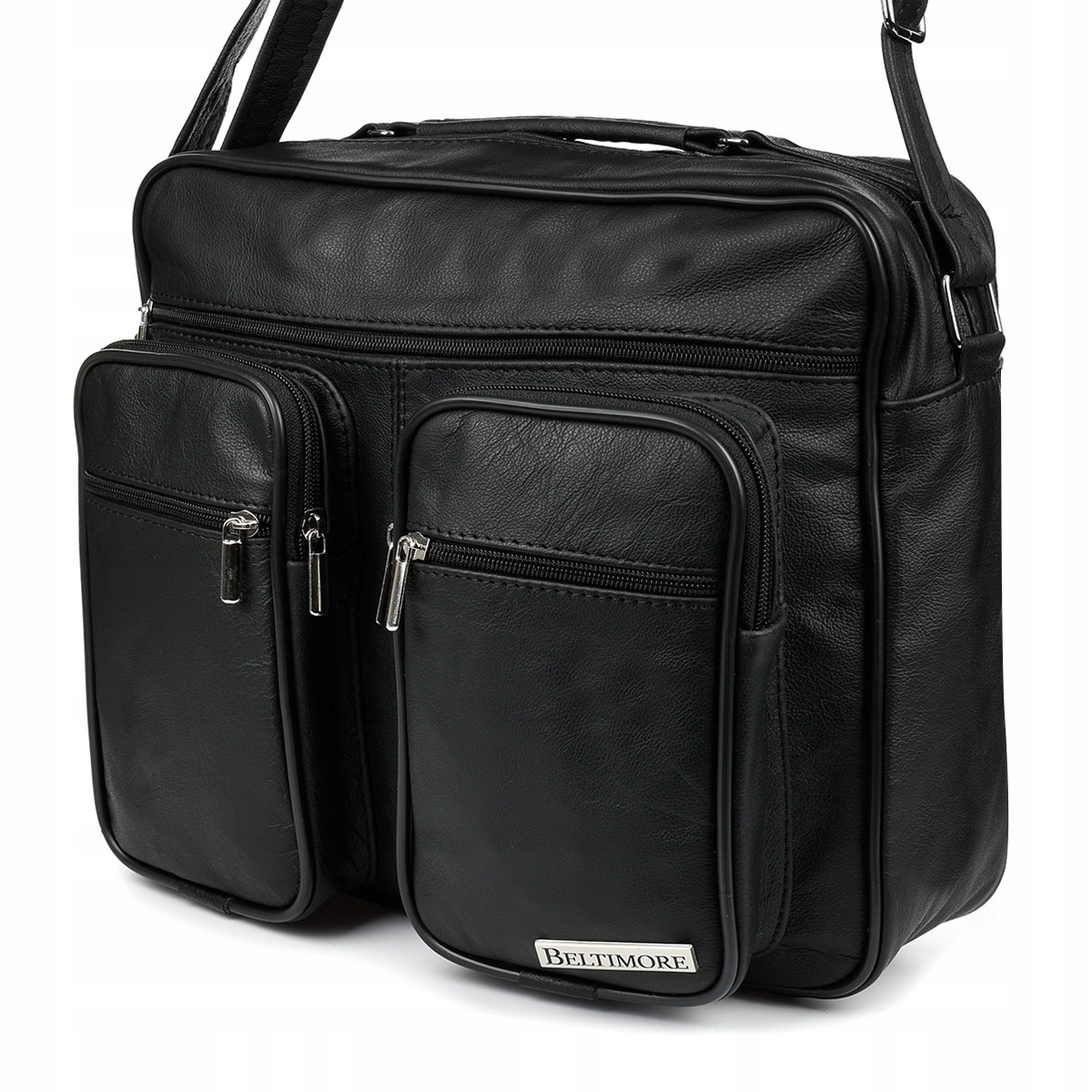 Pánska čierna kožená taška na rameno PERCY