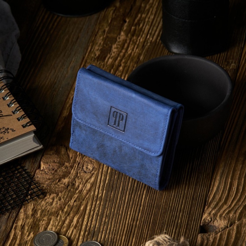 Kožená malá dámska modrá peňaženka PP