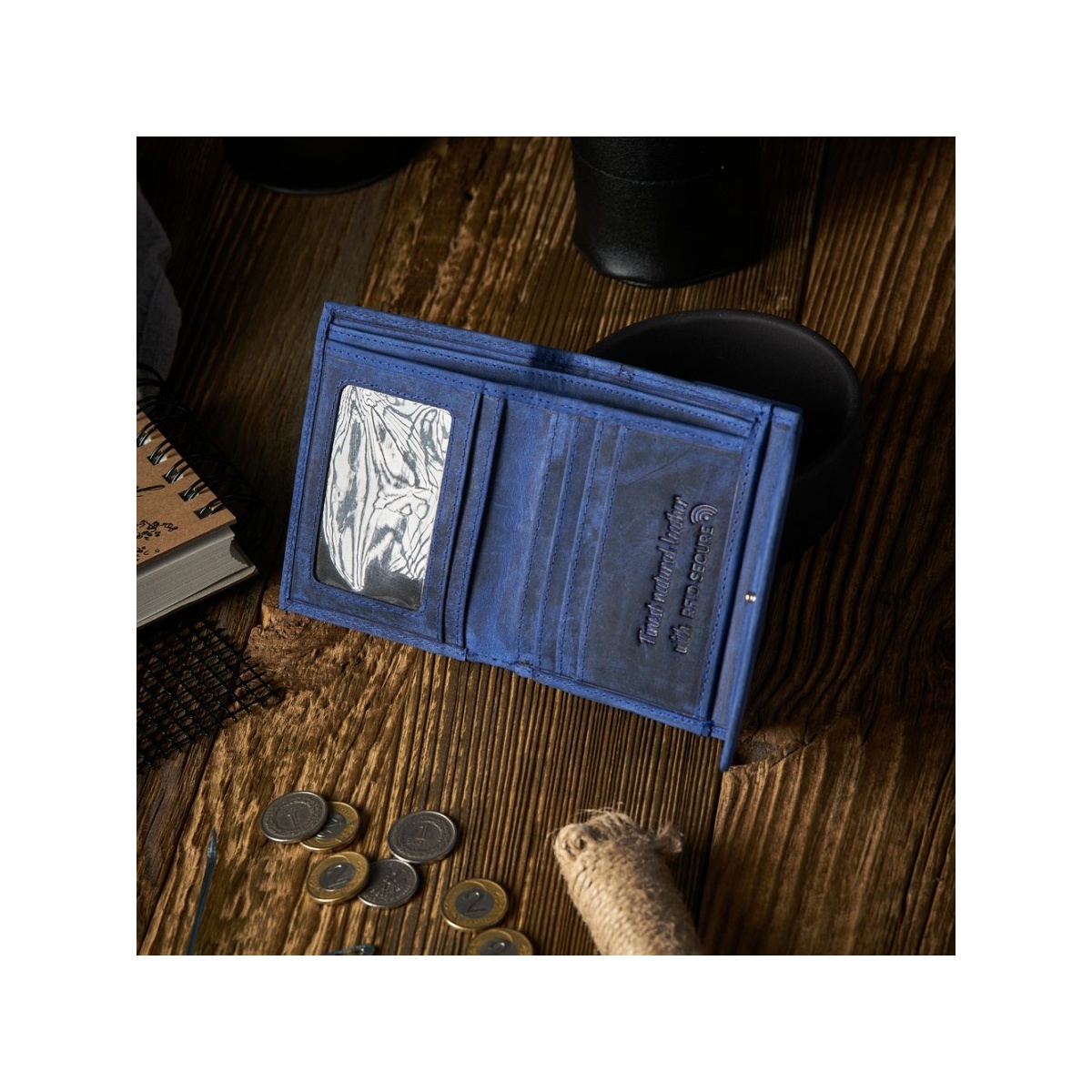 Kožená malá dámska modrá peňaženka PP