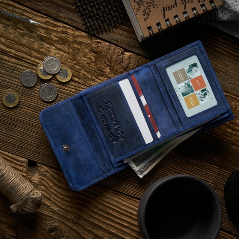 Kožená malá dámska modrá peňaženka PP