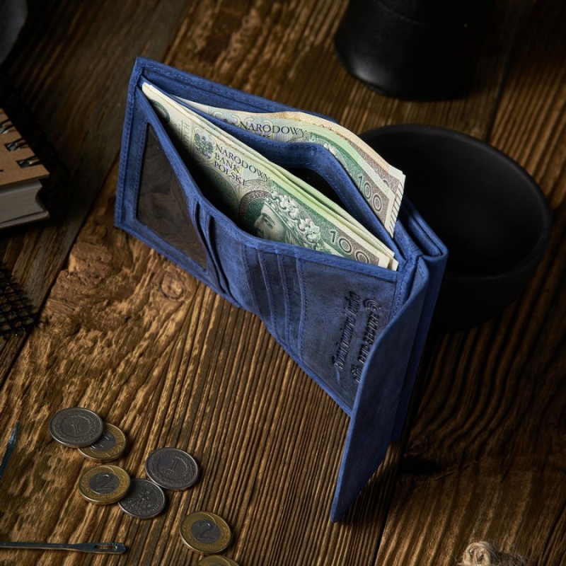 Kožená malá dámska modrá peňaženka PP