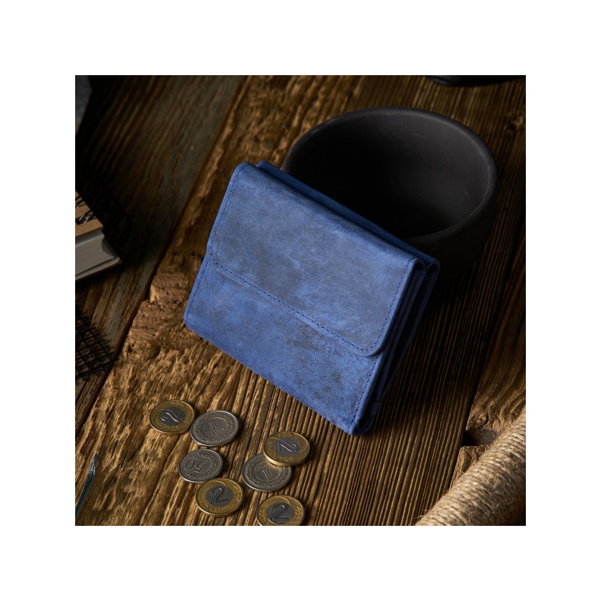 Kožená malá dámska modrá peňaženka PP