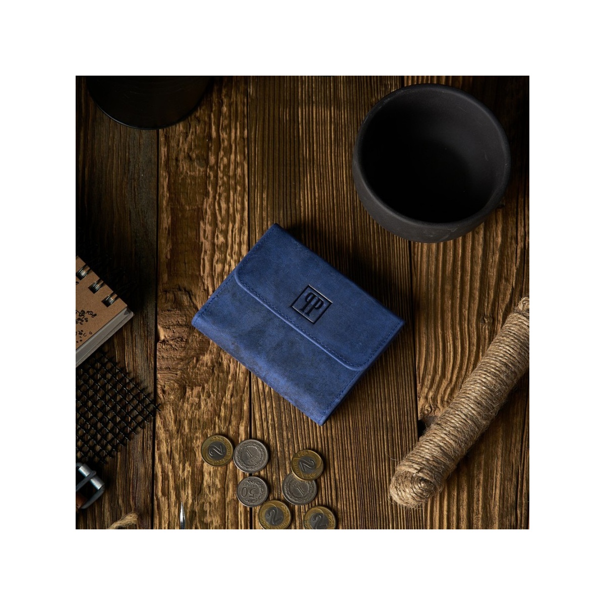 Kožená malá dámska modrá peňaženka PP