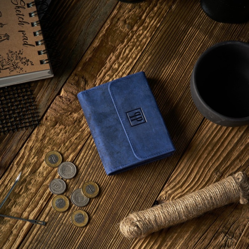 Kožená malá dámska modrá peňaženka PP