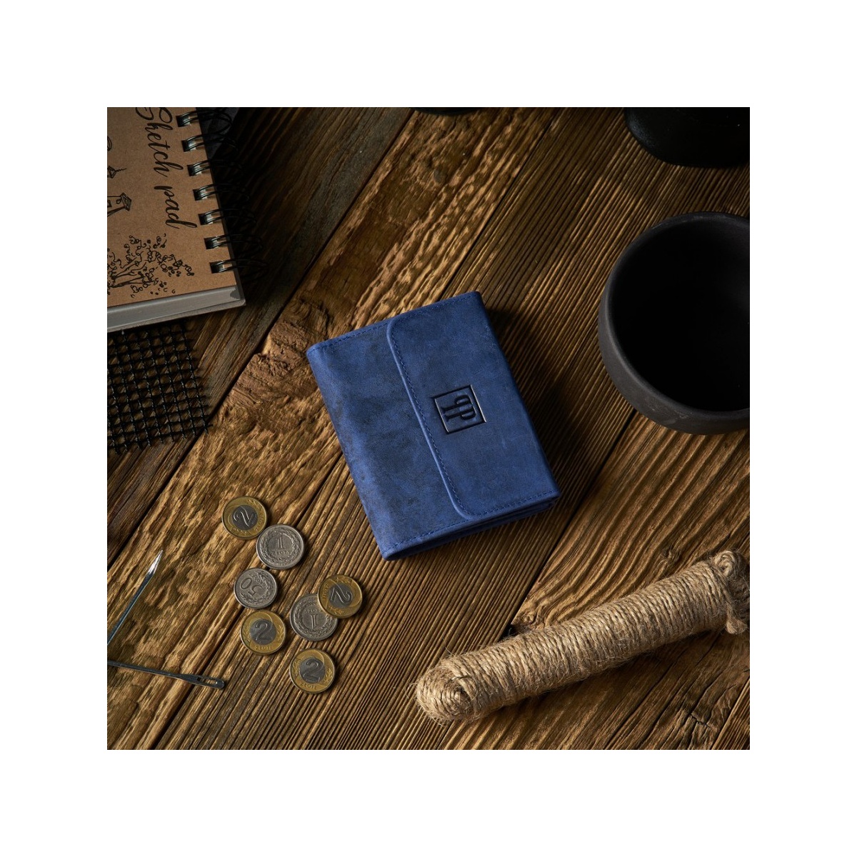 Kožená malá dámska modrá peňaženka PP