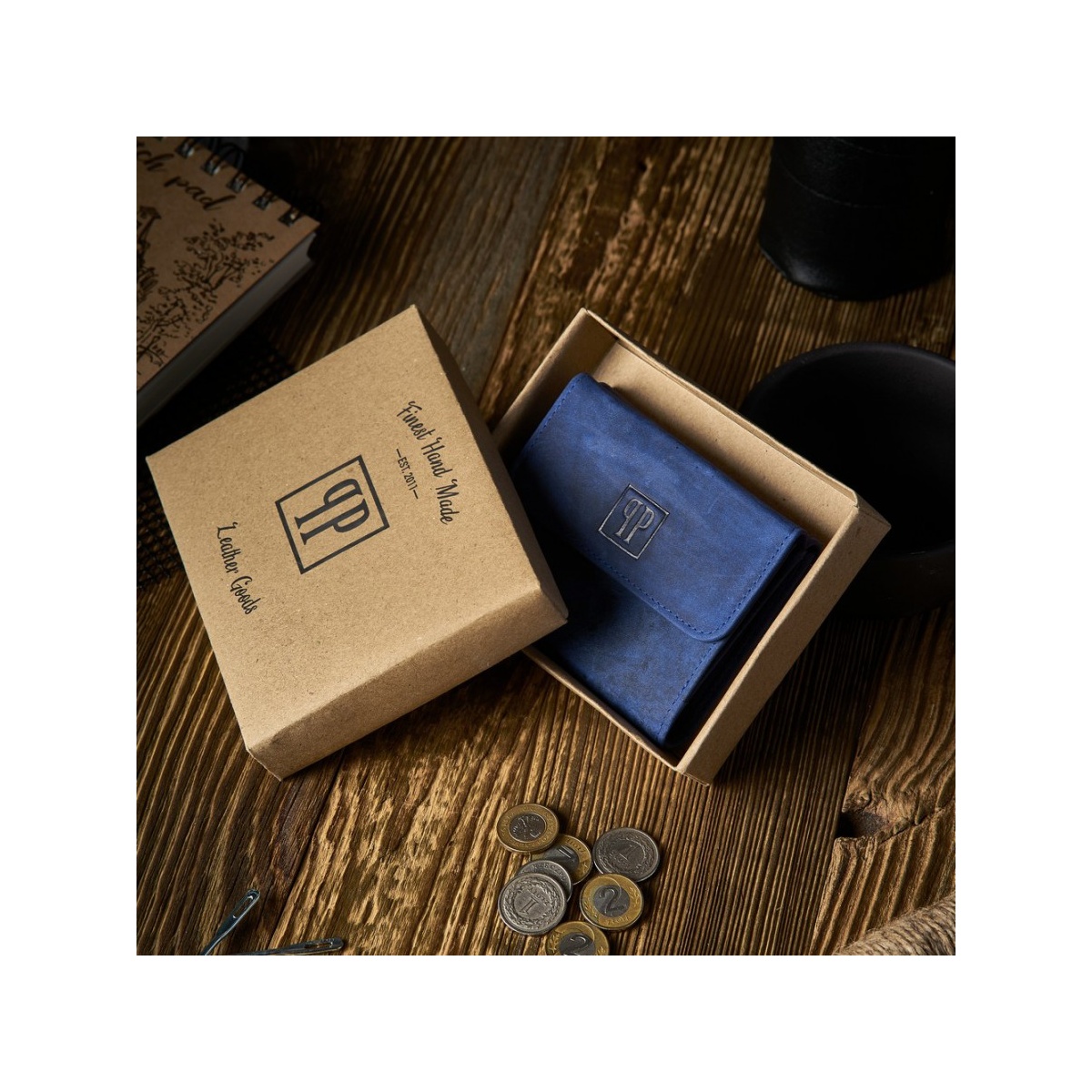 Kožená malá dámska modrá peňaženka PP