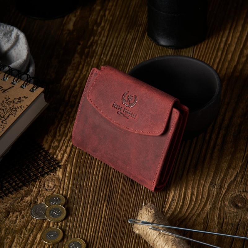 Vintage červená kožená dámska peňaženka Peruzzi