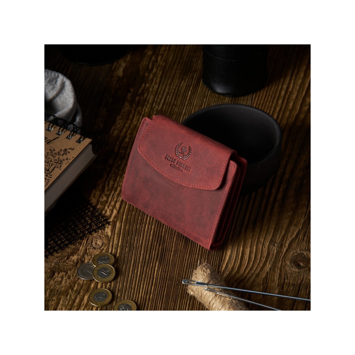 Vintage červená kožená dámska peňaženka Peruzzi