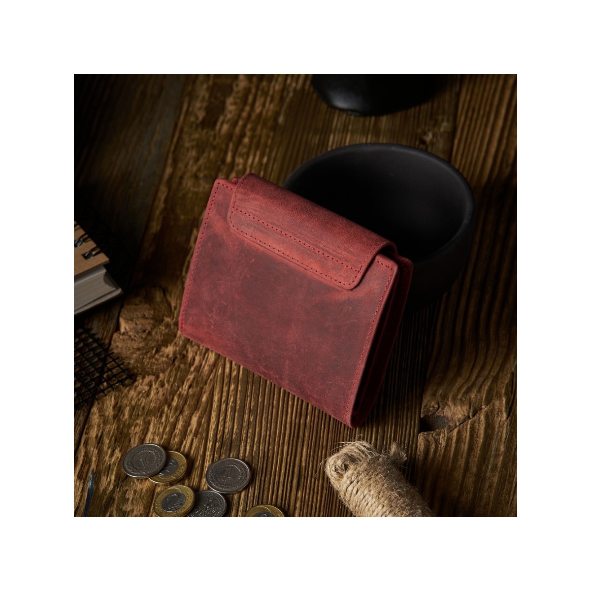 Vintage červená kožená dámska peňaženka Peruzzi