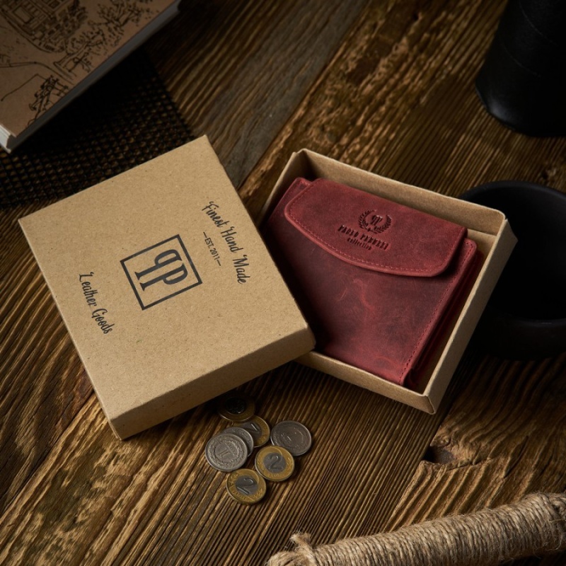 Vintage červená kožená dámska peňaženka Peruzzi