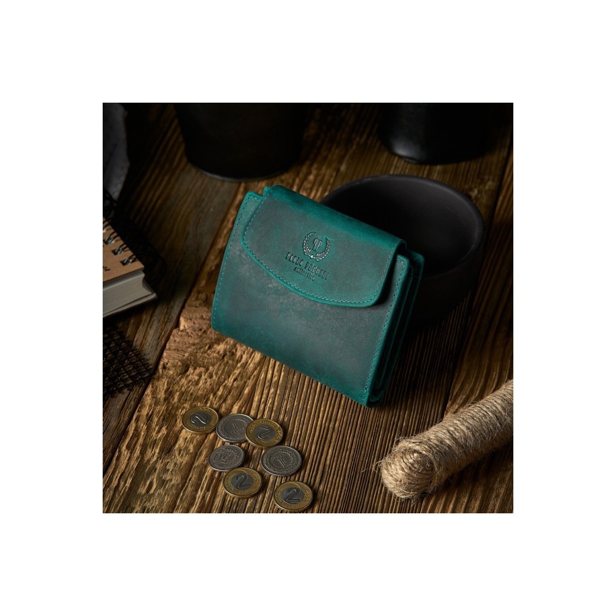 Vintage zelená kožená dámska peňaženka Peruzzi