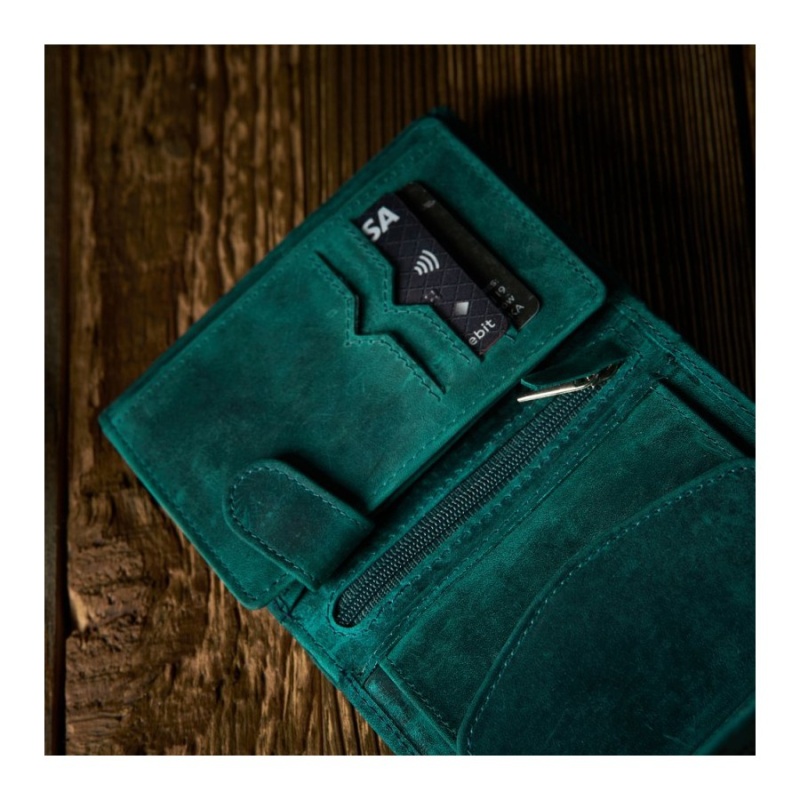 Vintage zelená kožená dámska peňaženka Peruzzi