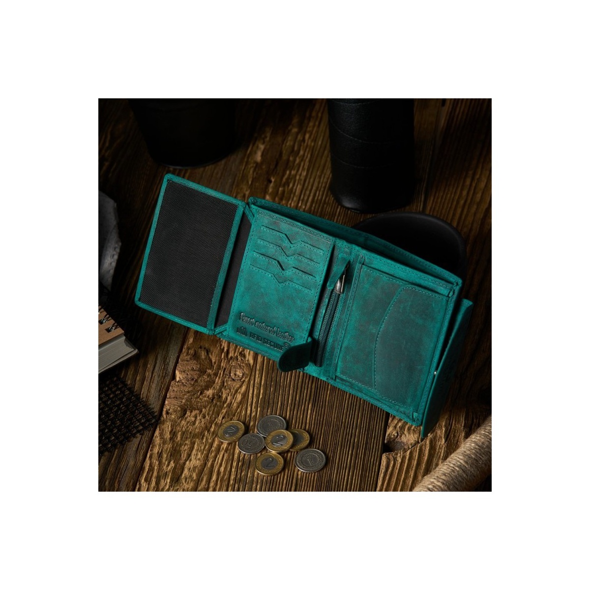 Vintage zelená kožená dámska peňaženka Peruzzi