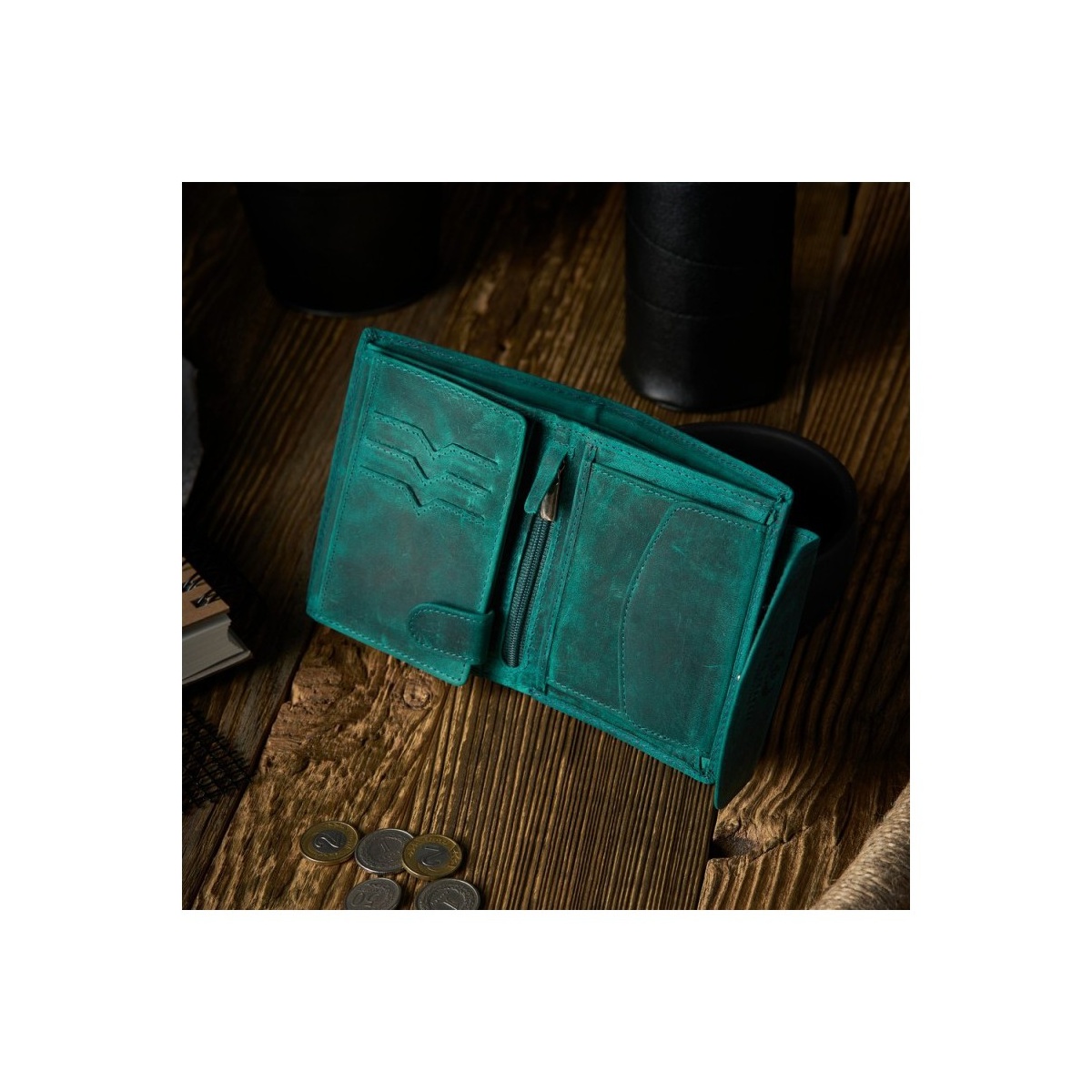 Vintage zelená kožená dámska peňaženka Peruzzi