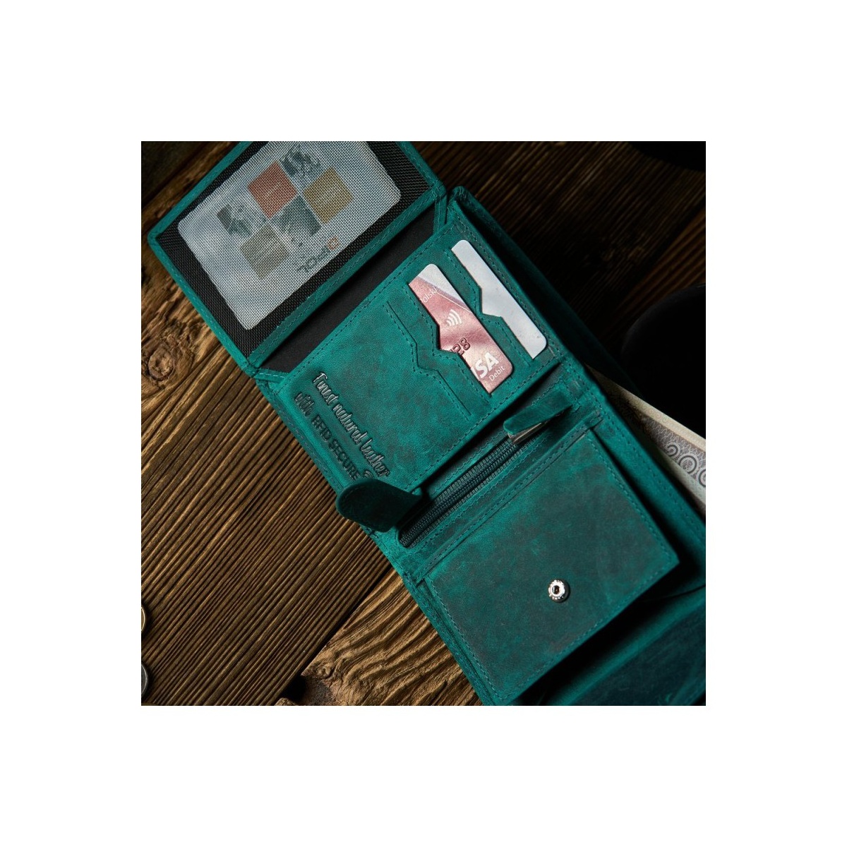 Vintage zelená kožená dámska peňaženka Peruzzi