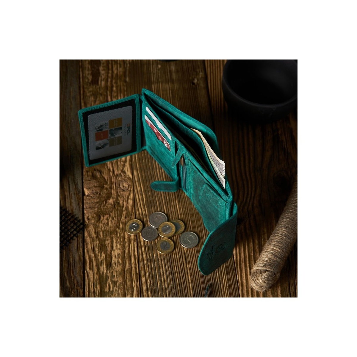 Vintage zelená kožená dámska peňaženka Peruzzi