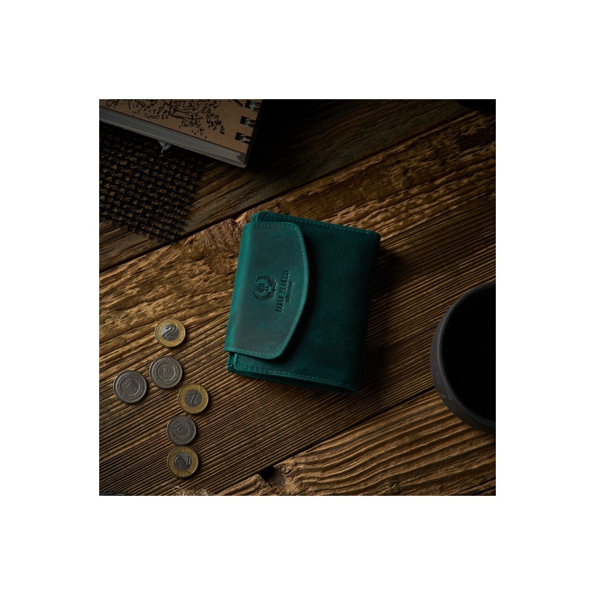Vintage zelená kožená dámska peňaženka Peruzzi