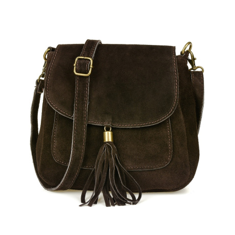 Hnedá dámska semišová crossbody kabelka MEGAN