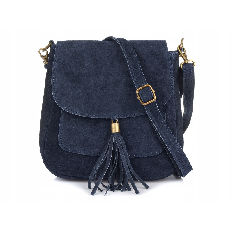 Tmavomodrá dámska semišová crossbody kabelka MEGAN